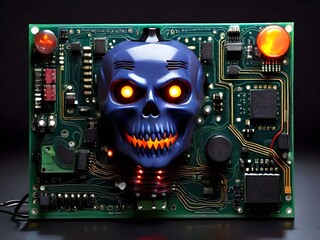 Haunted Circuit Board: Halloween Tech Spectacle Generated by AI