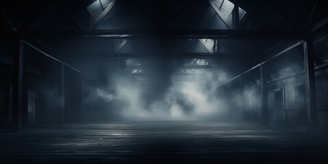 Foggy corridor with lights and smoke, "Dreamlike Passage: Fog-Enveloped Corridor with Illuminated Lights"