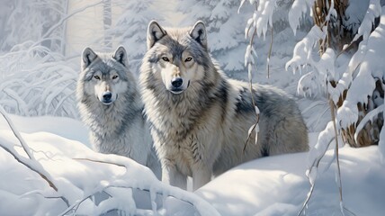 Obraz premium wolfes in the snow