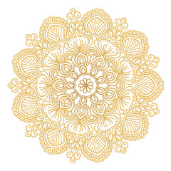 Decorative golden mandala on white background