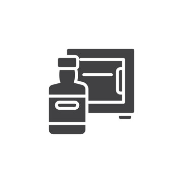 Mini bar and bottle vector icon