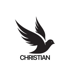 Obraz premium Christian Logo template with dove, pigeon. Black and white christian holy spirit symbol.