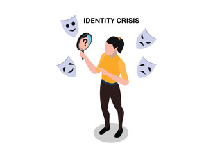 Personality disorders, or multiple personalities isometric 3d vector concept for illustration, banner, website, landing page, flyer, etc.