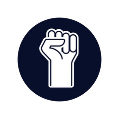 Round button icon struggle. Symbol of strength and superiority, success.Vector linear illustration isolated on white background.