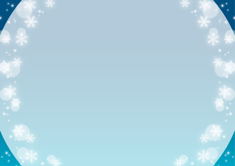 fond bleu avec cadre de flocons de neige, vecteur