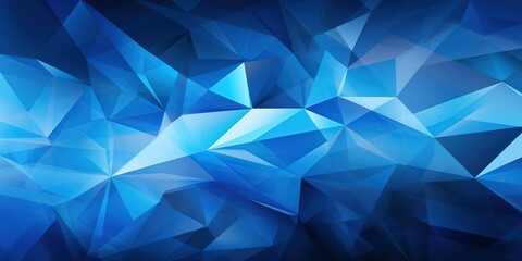 Abstract Geometric in Blue: An abstract illustration predominantly in blue, composed of angular geometric shapes, dynamic lines, and an empty space in the center for adding text or a logo - obrazy, fototapety, plakaty