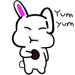 rabbit cartoon with cookie