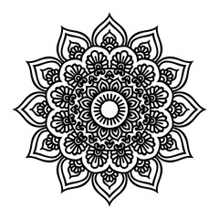 Circular pattern in the form of a mandala. Henna tatoo mandala. Mehndi style. Decorative pattern in oriental style. Coloring book page png