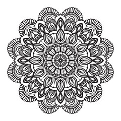 Circular pattern in the form of a mandala. Henna tatoo mandala. Mehndi style. Decorative pattern in oriental style. Coloring book page png