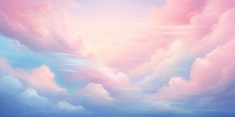 Fototapeta na wymiar Cotton Candy Skies: An abstract depiction of soft, pastel-colored clouds, reminiscent of cotton candy, instilling a sense of calm and peace , abstract wallpaper background