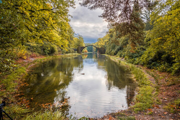 The Devil's Bridge view in Kromlau Park of Germany