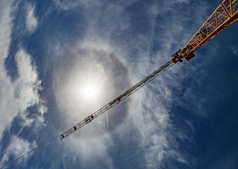 Solar halo on tower crane
