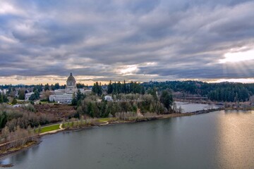 Obraz premium Aerial view of the capital building in Olympia, Washington
