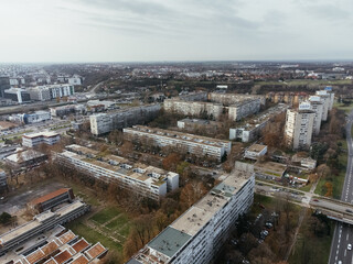 Fototapeta premium Drone view of Belgrade city, New Belgrade district