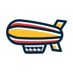 Zeppelin Vector Thick Line Filled Colors Icon Design © IYIKON