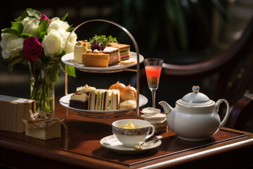 Elegant Afternoon Tea Spread with Fresh Sandwiches