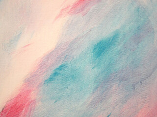 Abstract art background blue and pink color acrylic paint brush strokes, Artwork for creative design.   - obrazy, fototapety, plakaty