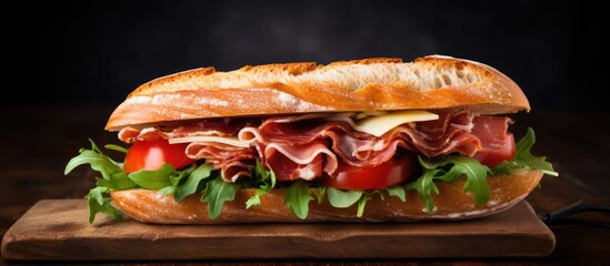 Italian sandwich with ham and tomato