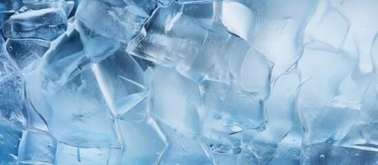 Abstract blue background with a frozen glass surface resembling natural ice frost