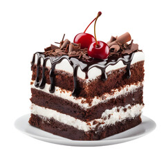 Dessert Black Forest Cake Isolated on a transparent background