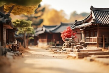 Beautiful view of traditional Hyangwonjeong pavilion. korean pavilion. traditional korean house. 