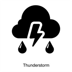 Thunderstorm and cyclone icon concept