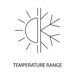 Temperature range line icon vector for food packaging, illustration of half sun and half snowflake