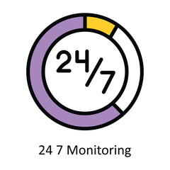 24 7 Monitoring vector Filled outline Design illustration. Symbol on White background EPS 10 File 