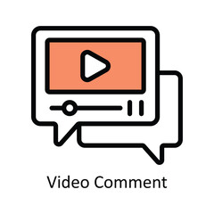 Video Comment vector Filled outline Design illustration. Symbol on White background EPS 10 File 