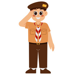 Happy Boy Scout Saluting Illustration