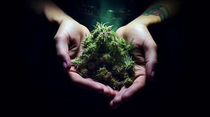 physician hands holding a medical marijuana