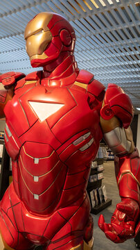 Iron Man figures giant in shopping Mall The Avengers fiction team of superheroes from American comic books by Marvel