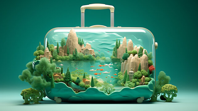 A luggage filled with the richness of nature