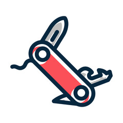Swiss Knife Glyph Vector Thick Line Filled Colors Icon Design