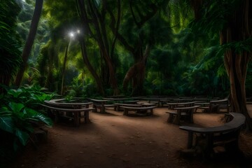 tropical forest at night
