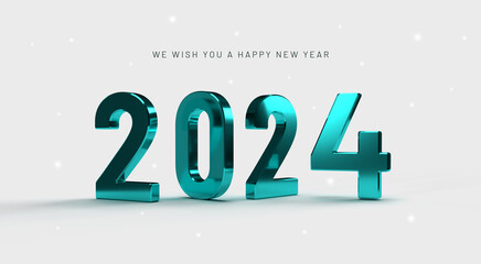 2024 new year with 3D number.