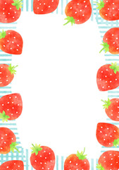 かわいいイチゴとストライプ柄のフレーム