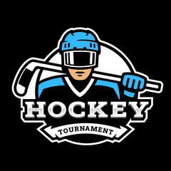 Hockey player logo, emblem.