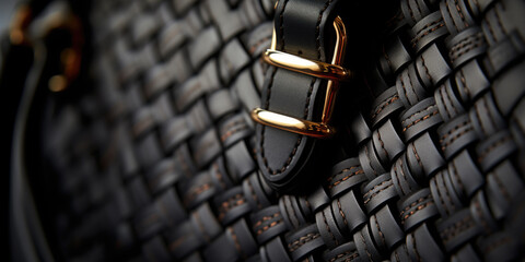 Black luxury designer handbag with elegant braided leather