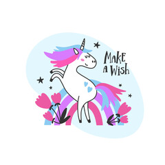 Cute colorful unicorn cartoon design