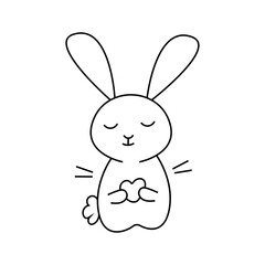 Vector illustration of a cute bunny in doodle style