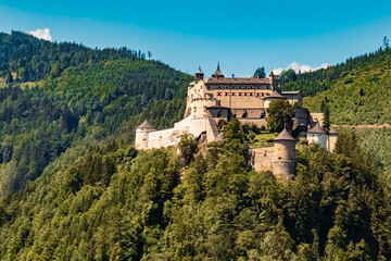 Fototapeta na wymiar Alpine summer view with fortress Hohenwerfen at Werfen, Pongau, Salzburg, Austria
