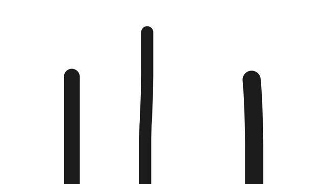 Vertical straight sticks either increase or decrease.
