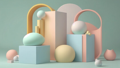 Geometric form abstract in pastel colors