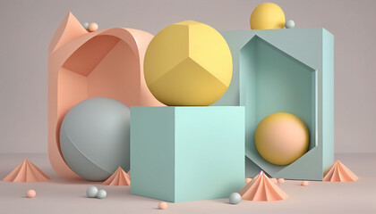 Geometric form abstract in pastel colors