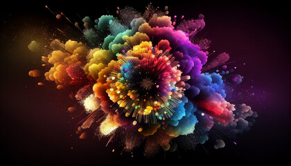 Fototapeta na wymiar Multicolored abstract fireworks background