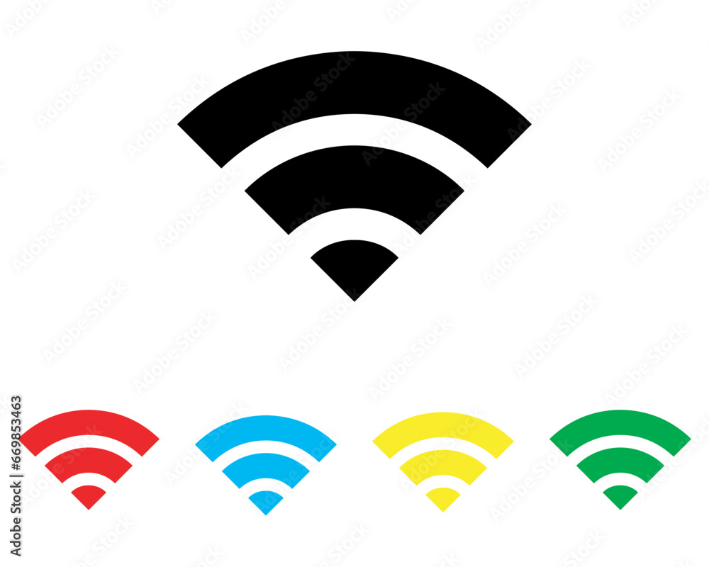 Fototapete Wi Fi icon vector. Wireless icon sign symbol in trendy flat style. Set elements in colored icons. Wifi vector icon illustration isolated on white background