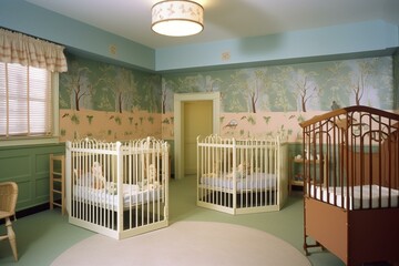 Interior view of a simulated nursery. Generative AI