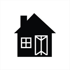 Set of house icons suburban real estate sign of house with pipe in the outline style vector silhouette of building isolate.