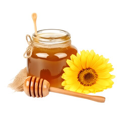 Jar of Honey with Sunflower isolated png